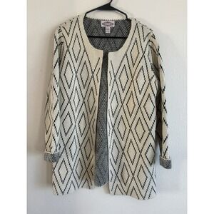 Anthropologie Oliver by Escio Open Front  Cardigan Size Large Diamond